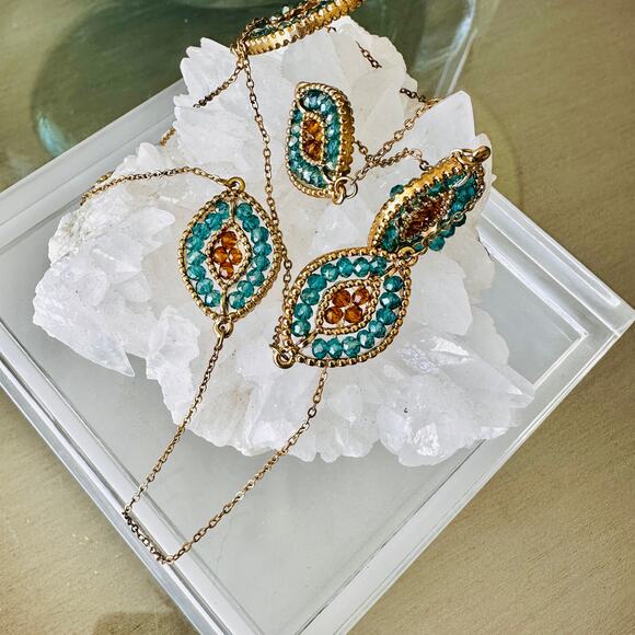 Boho Crystal Beaded Necklace – Long Statement Chain - Picture 3 of 4